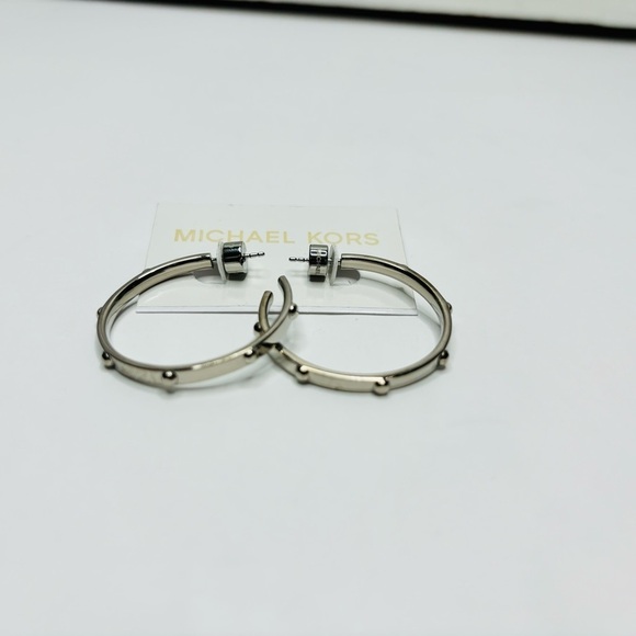 MICHAEL KORS Silver Heritage Studded Hoops - Picture 2 of 6